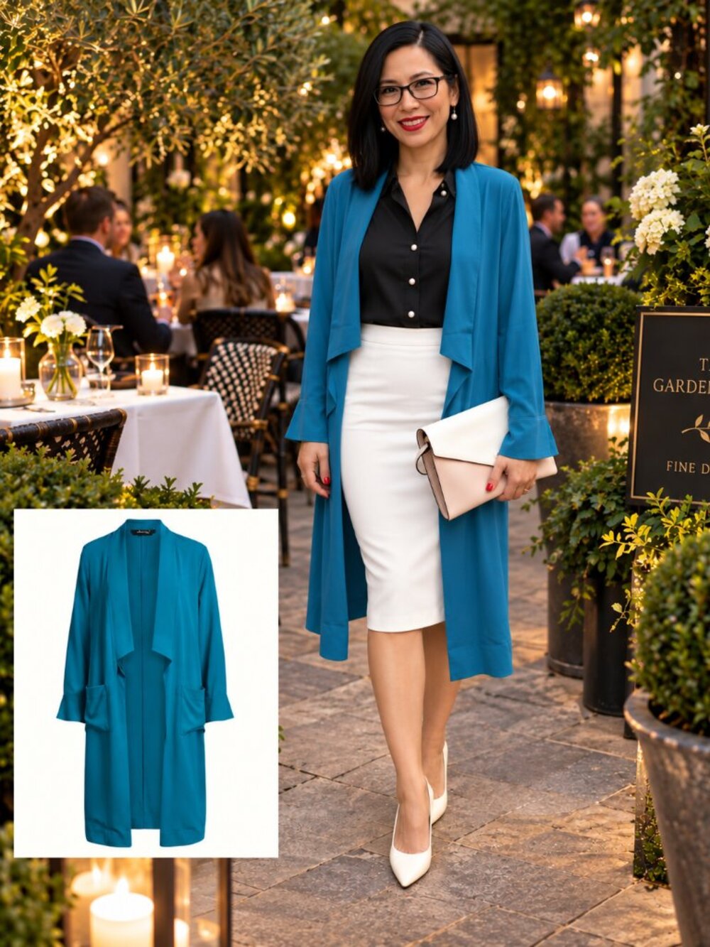 Colleen Lopez Cardigan- Turquoise Open Front - Size Small